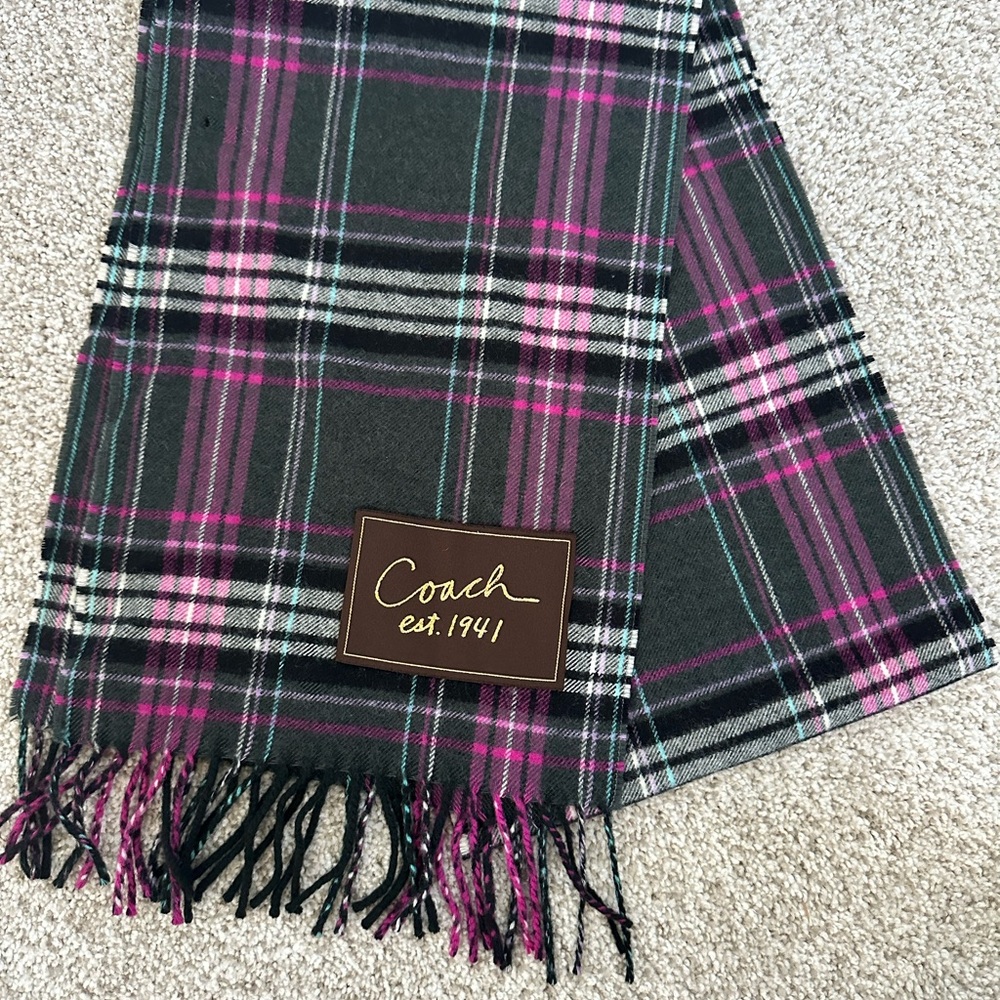 Coach Plaid Scarf in Pink and Black